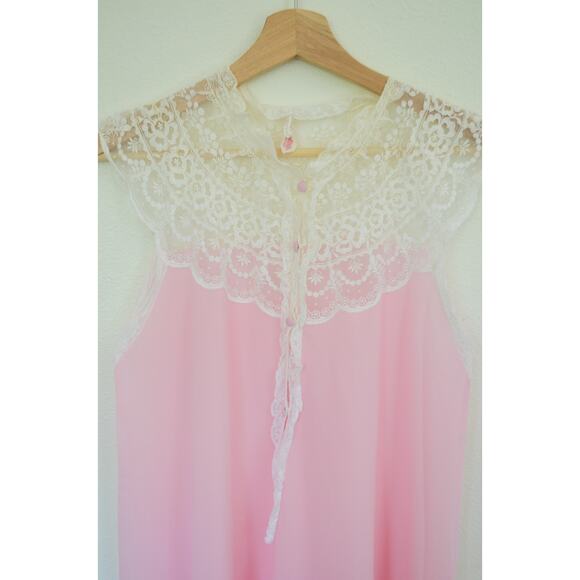 Vintage Nylon Lace Neckline Slip Dress Size Small - Picture 7 of 10